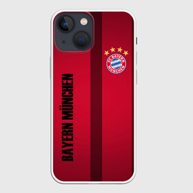 Чехол для iPhone 13 mini с принтом BAYERN MUNCHEN. в Тюмени,  |  | fc | fc bayern munich | football | football club | sport | клуб германии | мюнхен | немецкий футбольный клуб | спорт | уефа | униформа | фирменные цвета | фк | футбол | футбольный клуб | футбольный клуб бавария