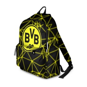 Рюкзак 3D с принтом BORUSSIA. в Тюмени, 100% полиэстер | лямки с регулируемой длиной, сверху петелька, чтобы рюкзак можно было повесить на вешалку. Основное отделение закрывается на молнию, как и внешний карман. Внутри два дополнительных кармана, один из которых закрывается на молнию. По бокам два дополнительных кармашка | borussia | fc | football | football club | sport | боруссия | боруссия дортмунд | дортмунда | немецкий футбольный клуб | спорт | уефа | униформа | фирменные цвета | фк | футбол | футбольный клуб