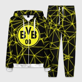 Мужской костюм 3D с принтом BORUSSIA. в Тюмени, 100% полиэстер | Манжеты и пояс оформлены тканевой резинкой, двухслойный капюшон со шнурком для регулировки, карманы спереди | borussia | fc | football | football club | sport | боруссия | боруссия дортмунд | дортмунда | немецкий футбольный клуб | спорт | уефа | униформа | фирменные цвета | фк | футбол | футбольный клуб