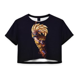 Женская футболка Crop-top 3D с принтом Шар Дракона в Тюмени, 100% полиэстер | круглая горловина, длина футболки до линии талии, рукава с отворотами | dragon ball | аниме | веджета | драконий жемчуг | молнии | шар дракона