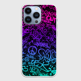 Чехол для iPhone 13 Pro с принтом Граффити Neon в Тюмени,  |  | blue | cyberpunk | drawing | graffiti | lettering | neon | paint | purple | text | брызги | граффити | киберпанк | краска | надписи | неон | рисунок | синий | текст | фиолетовый