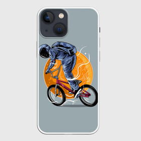 Чехол для iPhone 13 mini с принтом Космический велосипедист (Z) в Тюмени,  |  | bicycle | bicyclist | bike | biker | bmx | cycle | galaxy | moon | rider | space | stars | байкер | бмх | вело | велогонщик | велосепедист | велосипед | велоспорт | гонщик | космос | луна