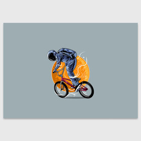 Поздравительная открытка с принтом Космический велосипедист (Z) в Тюмени, 100% бумага | плотность бумаги 280 г/м2, матовая, на обратной стороне линовка и место для марки
 | Тематика изображения на принте: bicycle | bicyclist | bike | biker | bmx | cycle | galaxy | moon | rider | space | stars | байкер | бмх | вело | велогонщик | велосепедист | велосипед | велоспорт | гонщик | космос | луна