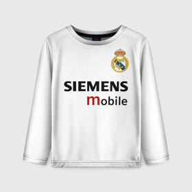 Детский лонгслив 3D с принтом Рауль Реал Мадрид в Тюмени, 100% полиэстер | длинные рукава, круглый вырез горловины, полуприлегающий силуэт
 | 7 | raul | real madrid | испанский футбольный клуб | ла лига | легенда реала | логотип реала | нападающий | номер 7 | рауль | реал мадрид | сименс мобайл | эмблема реала