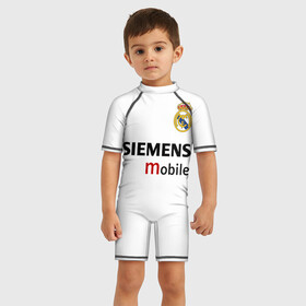 Детский купальный костюм 3D с принтом Рауль Реал Мадрид в Тюмени, Полиэстер 85%, Спандекс 15% | застежка на молнии на спине | 7 | raul | real madrid | испанский футбольный клуб | ла лига | легенда реала | логотип реала | нападающий | номер 7 | рауль | реал мадрид | сименс мобайл | эмблема реала