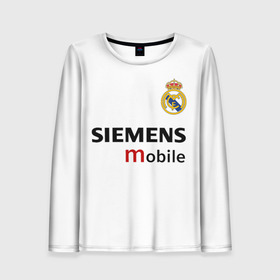 Женский лонгслив 3D с принтом Рауль Реал Мадрид в Тюмени, 100% полиэстер | длинные рукава, круглый вырез горловины, полуприлегающий силуэт | 7 | raul | real madrid | испанский футбольный клуб | ла лига | легенда реала | логотип реала | нападающий | номер 7 | рауль | реал мадрид | сименс мобайл | эмблема реала