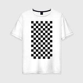 Женская футболка хлопок Oversize с принтом Шахматный пол в Тюмени, 100% хлопок | свободный крой, круглый ворот, спущенный рукав, длина до линии бедер
 | дельта | заговор | иллюминаты | масонство | масоны | наблюдение | наугольник | текстура | циркуль | шахматка