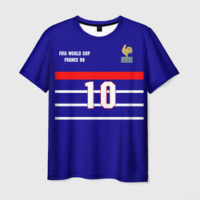 Мужская футболка 3D с принтом Форма Франции (Zidane) в Тюмени, 100% полиэфир | прямой крой, круглый вырез горловины, длина до линии бедер | Тематика изображения на принте: zidane | зидан | зизу | зинедин зидан | легенда франции | номер 10 | реал мадрид | ретро форма | сборная франции | тренер реала | фильм такси | футболка из фильма такси | чемпионат мира 1998 | чемпионы мира