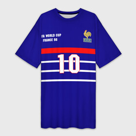 Платье-футболка 3D с принтом Форма Франции (Zidane) в Тюмени,  |  | Тематика изображения на принте: zidane | зидан | зизу | зинедин зидан | легенда франции | номер 10 | реал мадрид | ретро форма | сборная франции | тренер реала | фильм такси | футболка из фильма такси | чемпионат мира 1998 | чемпионы мира