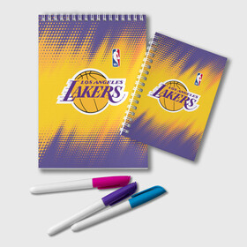 Блокнот с принтом Los Angeles Lakers в Тюмени, 100% бумага | 48 листов, плотность листов — 60 г/м2, плотность картонной обложки — 250 г/м2. Листы скреплены удобной пружинной спиралью. Цвет линий — светло-серый
 | Тематика изображения на принте: basketball | game | lakers | los angeles | los angeles lakers | nba | sport | баскетбол | игра | лейкерс | лос анджелес | лос анджелес лейкерс | нба | спорт