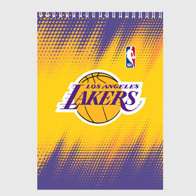Скетчбук с принтом Los Angeles Lakers в Тюмени, 100% бумага
 | 48 листов, плотность листов — 100 г/м2, плотность картонной обложки — 250 г/м2. Листы скреплены сверху удобной пружинной спиралью | Тематика изображения на принте: basketball | game | lakers | los angeles | los angeles lakers | nba | sport | баскетбол | игра | лейкерс | лос анджелес | лос анджелес лейкерс | нба | спорт
