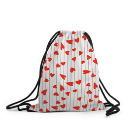 Рюкзак-мешок 3D с принтом Просто сердечки в Тюмени, 100% полиэстер | плотность ткани — 200 г/м2, размер — 35 х 45 см; лямки — толстые шнурки, застежка на шнуровке, без карманов и подкладки | heart | hearts | lines | red | в | забавные | красные | линии | любовь | полоску | полосы | прикольные | рисунки | сердечки | сердце