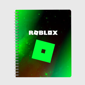 Тетрадь с принтом ROBLOX РОБЛОКС в Тюмени, 100% бумага | 48 листов, плотность листов — 60 г/м2, плотность картонной обложки — 250 г/м2. Листы скреплены сбоку удобной пружинной спиралью. Уголки страниц и обложки скругленные. Цвет линий — светло-серый
 | blocks | blox | game | games | logo | minecraft | mobile | online | roblocks | roblox | robux | studio | блоки | игра | игры | квадрат | квадратик | кщидщч | лого | логотип | майнкрафт | онлайн | роблокс | робукс | символ | символы | студия