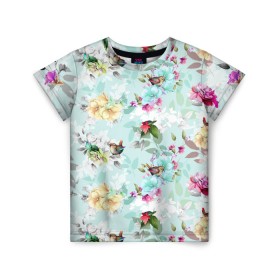 Детская футболка 3D с принтом Весенние цветы в Тюмени, 100% гипоаллергенный полиэфир | прямой крой, круглый вырез горловины, длина до линии бедер, чуть спущенное плечо, ткань немного тянется | весна | дача | летние цветы | летняя | лето | паттерн | розы | сад | свежесть | текстуры | узор | цветы