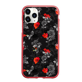 Чехол для iPhone 11 Pro Max матовый с принтом Красные цветы в Тюмени, Силикон |  | весна | дача | летние цветы | летняя | лето | паттерн | розы | сад | свежесть | текстуры | узор | цветы
