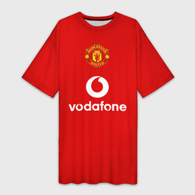 Платье-футболка 3D с принтом Манчестер Юнайтед (v.Nistelro) в Тюмени,  |  | manchester united | mu | v.nistelrooy | vodafone | ван нистелрой | красные дьяволы | легенда манчестера | манки | манчестер юнайтед | номер 10 | ретро форма манчестер юнайтед | старая форма