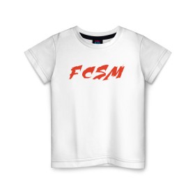 Детская футболка хлопок с принтом FCSM в Тюмени, 100% хлопок | круглый вырез горловины, полуприлегающий силуэт, длина до линии бедер | fc spartak | fcsm | spartak | spartak moscow | красно белые | спартак | спартак москва | фк спартак | фксм