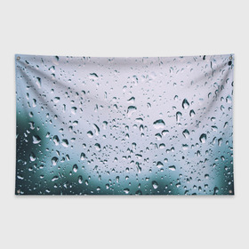 Флаг-баннер с принтом Капли окно стекло дождь серо в Тюмени, 100% полиэстер | размер 67 х 109 см, плотность ткани — 95 г/м2; по краям флага есть четыре люверса для крепления | абстракция | блики | боке | брызги | вечер | вода | градиент | дача | дождь | капли | капли на стекле | лес | лето | мрачно | окно | природа | роса | свет | силуэты | симметрия | текстура | темный | фото
