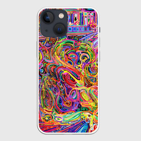 Чехол для iPhone 13 mini с принтом НЕОНОВЫЕ ЛИНИИ   АБСТРАКЦИЯ в Тюмени,  |  | abstract | abstraction | color | geometry | paitnt | psy | абстракция | геометрия | краски | неоновые | психоделика