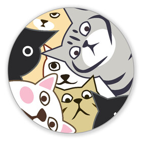 Коврик для мышки круглый с принтом Котики Шпионы в Тюмени, резина и полиэстер | круглая форма, изображение наносится на всю лицевую часть | anime | art | casual | cat | cats | cute | funny | kawaii | kitty | meme | memes | pussy | selfie | аниме | арт | животные | каваи | кавай | кот | коте | котик | котики | коты | кошка | кэжуал | мем | мемы | милота | приколы | прикольные | се
