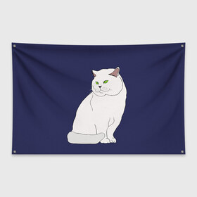 Флаг-баннер с принтом Белый британский котик в Тюмени, 100% полиэстер | размер 67 х 109 см, плотность ткани — 95 г/м2; по краям флага есть четыре люверса для крепления | cat | cute | kitten | meow | британец | британский | взгляд | друзья | животные | зверек | зверюшки | каваи | киска | котенок | котик | коты | котята | кошак | кошечки | кошки | лапы | милые | мордочка | мяу | няшные