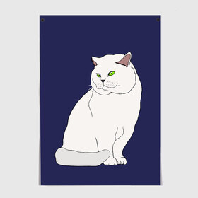 Постер с принтом Белый британский котик в Тюмени, 100% бумага
 | бумага, плотность 150 мг. Матовая, но за счет высокого коэффициента гладкости имеет небольшой блеск и дает на свету блики, но в отличии от глянцевой бумаги не покрыта лаком | cat | cute | kitten | meow | британец | британский | взгляд | друзья | животные | зверек | зверюшки | каваи | киска | котенок | котик | коты | котята | кошак | кошечки | кошки | лапы | милые | мордочка | мяу | няшные