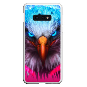 Чехол для Samsung S10E с принтом Взгляд орла (Eagle gaze) в Тюмени, Силикон | Область печати: задняя сторона чехла, без боковых панелей | альтаир | америка | белгород | беркут | взгляд | герб | глаз | глаза | гнездо | город | дальнозоркость | зоркость | клюв | крыло | крылья | лира | монета | монтана | небо | нос | ореол | орлов | перо | полёт