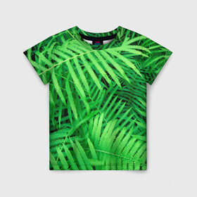 Детская футболка 3D с принтом SUMMER TEXTURE в Тюмени, 100% гипоаллергенный полиэфир | прямой крой, круглый вырез горловины, длина до линии бедер, чуть спущенное плечо, ткань немного тянется | Тематика изображения на принте: summer | tropic | жара | летний | лето | отдых | пальмы | природа | текстура | тропикано | тропики