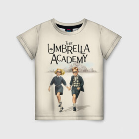 Детская футболка 3D с принтом The umbrella academy в Тюмени, 100% гипоаллергенный полиэфир | прямой крой, круглый вырез горловины, длина до линии бедер, чуть спущенное плечо, ткань немного тянется | dark horse comics | netflix | the umbrella academy | umbrella | академия амбрелла | белая скрипка | бен харгривз | комикс | комильфо | космобой | кракен | реджинальд харгривз | сеанс | слух