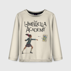 Детский лонгслив 3D с принтом The umbrella academy в Тюмени, 100% полиэстер | длинные рукава, круглый вырез горловины, полуприлегающий силуэт
 | dark horse comics | netflix | the umbrella academy | umbrella | академия амбрелла | белая скрипка | бен харгривз | комикс | комильфо | космобой | кракен | реджинальд харгривз | сеанс | слух