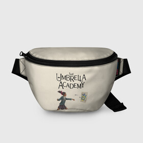 Поясная сумка 3D с принтом The umbrella academy в Тюмени, 100% полиэстер | плотная ткань, ремень с регулируемой длиной, внутри несколько карманов для мелочей, основное отделение и карман с обратной стороны сумки застегиваются на молнию | dark horse comics | netflix | the umbrella academy | umbrella | академия амбрелла | белая скрипка | бен харгривз | комикс | комильфо | космобой | кракен | реджинальд харгривз | сеанс | слух