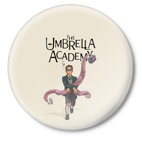 Значок с принтом The umbrella academy в Тюмени,  металл | круглая форма, металлическая застежка в виде булавки | Тематика изображения на принте: dark horse comics | netflix | the umbrella academy | umbrella | академия амбрелла | белая скрипка | бен харгривз | комикс | комильфо | космобой | кракен | реджинальд харгривз | сеанс | слух