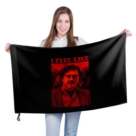 Флаг 3D с принтом Пабло (I feel Like Escobar) в Тюмени, 100% полиэстер | плотность ткани — 95 г/м2, размер — 67 х 109 см. Принт наносится с одной стороны | барон | вещество | власть | глюк | дурман | зависимость | игла | кайф | кофеин | любовь | мак | морф | пабло | флекс | хайп