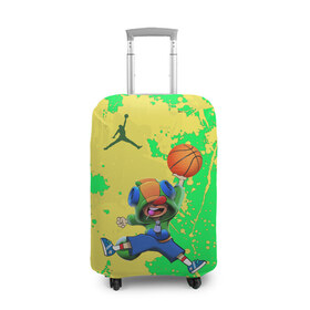 Чехол для чемодана 3D с принтом Brawl STARS (Jordan) в Тюмени, 86% полиэфир, 14% спандекс | двустороннее нанесение принта, прорези для ручек и колес | air jordan | brawl | leon | moba | stars | supercell | баскетбол | игра | коллаборация | коллаж | паттерн