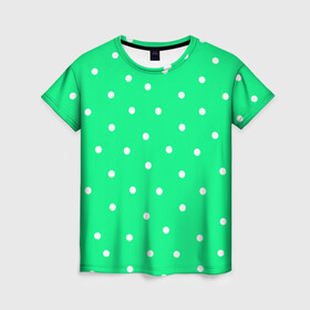 Женская футболка 3D с принтом Горошек на зеленом в Тюмени, 100% полиэфир ( синтетическое хлопкоподобное полотно) | прямой крой, круглый вырез горловины, длина до линии бедер | baby | casual | girl | green | pattern | геометрия | горох | горошек | девушкам | детские | зелень | круги | круглый | кружочки | летние | лето | листья | многоточие | мятный | нежные | орнамент | пастельные | паттерн