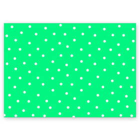 Поздравительная открытка с принтом Горошек на зеленом в Тюмени, 100% бумага | плотность бумаги 280 г/м2, матовая, на обратной стороне линовка и место для марки
 | baby | casual | girl | green | pattern | геометрия | горох | горошек | девушкам | детские | зелень | круги | круглый | кружочки | летние | лето | листья | многоточие | мятный | нежные | орнамент | пастельные | паттерн