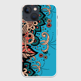 Чехол для iPhone 13 mini с принтом Цветочная фантазия в Тюмени,  |  | botanica | fantasy | flower | flowers | garden | magic | magical | pattern | tattoo | tracery | weave | арт | ботаника | в виде | вензеля | волшебная | волшебные | из цветов | паттерн | сад | тату | татуировка | татуха | узор | узоры | фанта