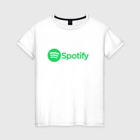 Женская футболка хлопок с принтом Spotify в Тюмени, 100% хлопок | прямой крой, круглый вырез горловины, длина до линии бедер, слегка спущенное плечо | spotify | арт | лого | спотифай