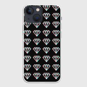 Чехол для iPhone 13 mini с принтом Diamonds Glitch в Тюмени,  |  | diamond | glitch | glitch diamond | rgb | алмаз | глитч | глич