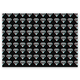 Поздравительная открытка с принтом Diamonds Glitch в Тюмени, 100% бумага | плотность бумаги 280 г/м2, матовая, на обратной стороне линовка и место для марки
 | Тематика изображения на принте: diamond | glitch | glitch diamond | rgb | алмаз | глитч | глич