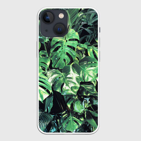 Чехол для iPhone 13 mini с принтом ЛИСТЬЯ в Тюмени,  |  | summer | tropic | жара | летний | лето | отдых | пальмы | природа | текстура | тропикано | тропики