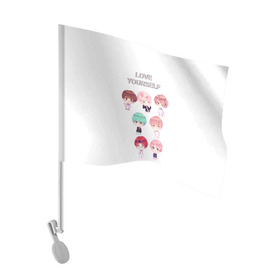 Флаг для автомобиля с принтом BTS Love Yourself в Тюмени, 100% полиэстер | Размер: 30*21 см | bts | k pop | love | love yourself | битиес