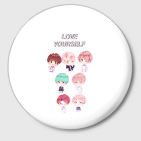 Значок с принтом BTS Love Yourself в Тюмени,  металл | круглая форма, металлическая застежка в виде булавки | bts | k pop | love | love yourself | битиес