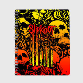 Тетрадь с принтом Slipknot в Тюмени, 100% бумага | 48 листов, плотность листов — 60 г/м2, плотность картонной обложки — 250 г/м2. Листы скреплены сбоку удобной пружинной спиралью. Уголки страниц и обложки скругленные. Цвет линий — светло-серый
 | band | corey taylor | jim root | metal | mick thomson | music | official | slipknot | альтернативный | глэм | готик | гранж | метал | музыка | пост | рок | слипкнот | хард