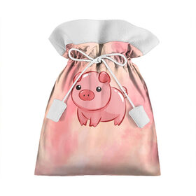 Подарочный 3D мешок с принтом милая свинка в Тюмени, 100% полиэстер | Размер: 29*39 см | Тематика изображения на принте: арт | еда | животное | животные | картинка | кушать | люблю покупать | милая | обжора | обжорство | рисунок | свинина | свинка | свиньи | свинья | свинюшка | толстая | толстый