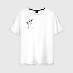 Женская футболка хлопок Oversize с принтом Haunted Family White Kizaru в Тюмени, 100% хлопок | свободный крой, круглый ворот, спущенный рукав, длина до линии бедер
 | haunted family
kizaru
haunted
rap
hip hop
кизару