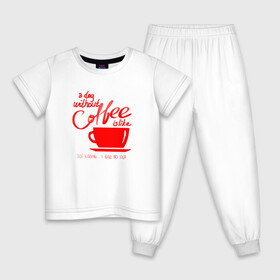 Детская пижама хлопок с принтом День без кофе в Тюмени, 100% хлопок |  брюки и футболка прямого кроя, без карманов, на брюках мягкая резинка на поясе и по низу штанин
 | Тематика изображения на принте: a day | coffe | coffee | cup | drawing | drawings | mug | without coffee | без идей | бодрый | день | кофе | кофеек | кофеин | кофейная | кофеман | кофеманка | кружка кофе | любителям кофе | не представляю | нет идей | рисунок | с кофе