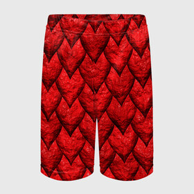 Детские спортивные шорты 3D с принтом Красная чешуя в Тюмени,  100% полиэстер
 | пояс оформлен широкой мягкой резинкой, ткань тянется
 | 