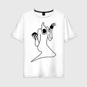 Женская футболка хлопок Oversize с принтом Haunted Family White / Kizaru в Тюмени, 100% хлопок | свободный крой, круглый ворот, спущенный рукав, длина до линии бедер
 | haunted family
haunted 
kizaru
rap
hip hop
кизару