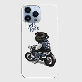 Чехол для iPhone 13 Pro Max с принтом Pug Rider | Байкер Мопс (Z) в Тюмени,  |  | Тематика изображения на принте: dog | doggie | doggy | mops | pug | декоративная собака | друг человека | другу | кинолог | лабрадор | малые молоссоиды | мопс | мопсик | мохнатый | пес | пёсель | пёсик | подарок | подруге | собака | собакен | собаки